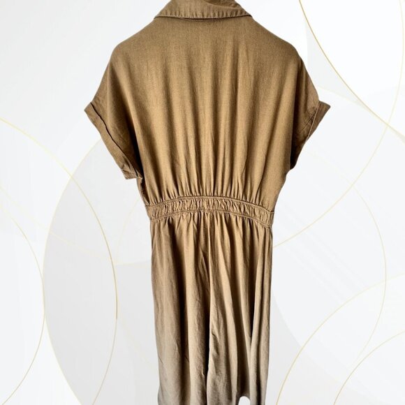 Zara Short Sleeve Linen Blend Maxi Dress - Picture 7 of 9